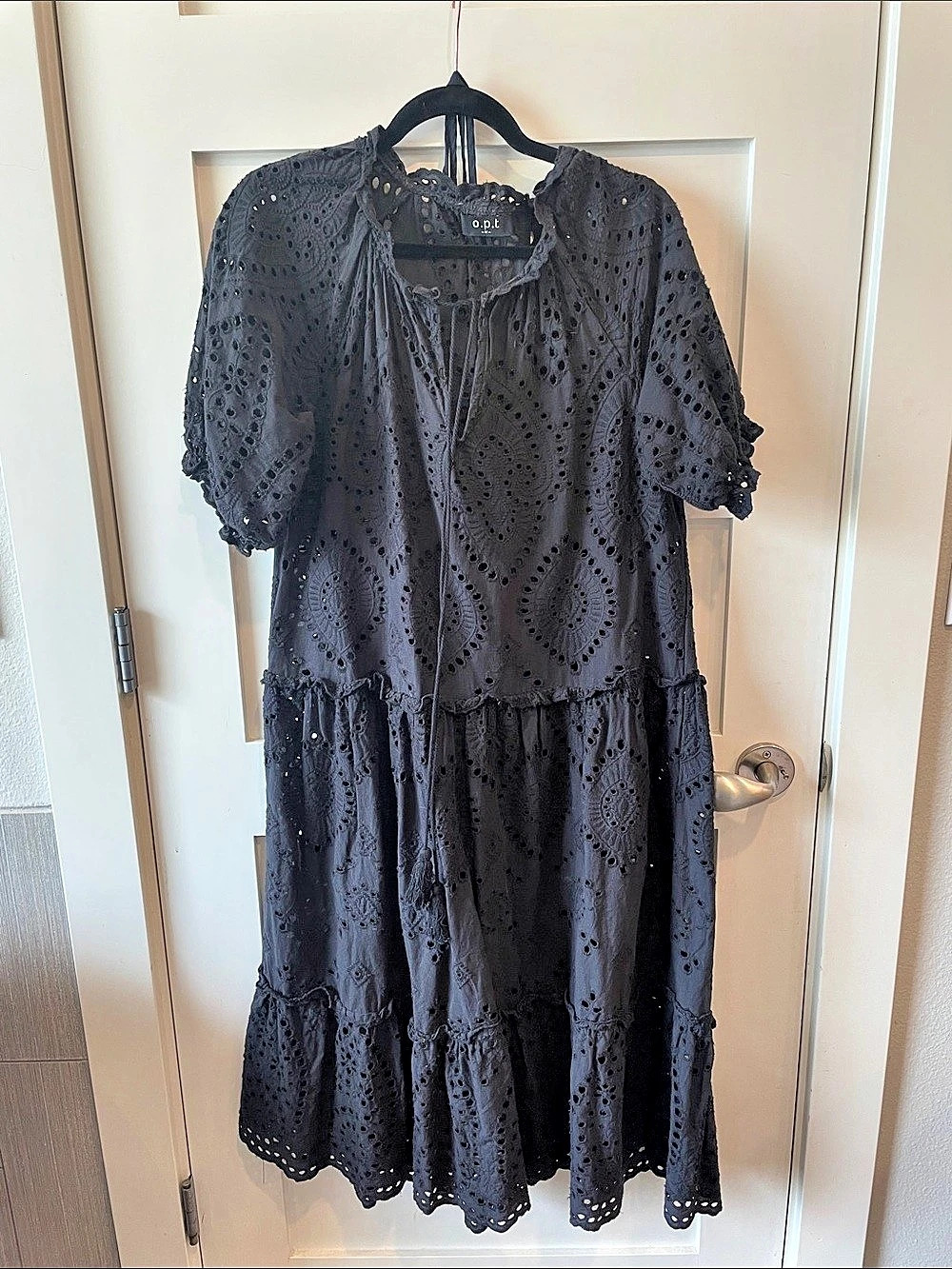 O.P.t Eyelet Maxi Dress in Black Size Medium